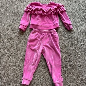 Pink Kids Velvet Matching Set
